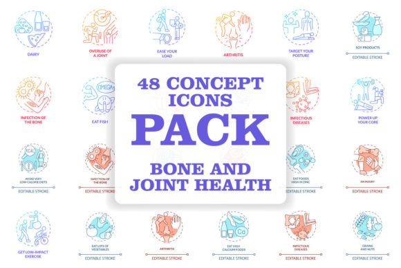 Bone and Joint Health Concept Icons