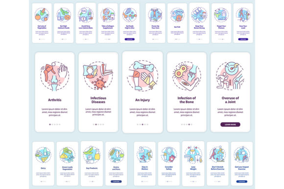 Bone and Joint Health Mobile App Screens: Graphics for Real Projects