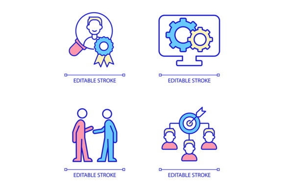 Business and HR RGB Color Icon Set: Graphics and Icons for Branding