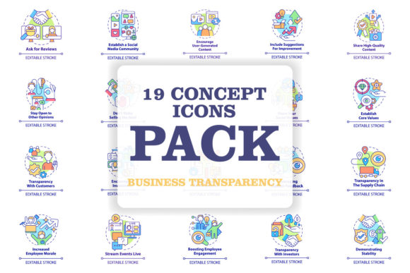 Business Transparency Concept Icons Set