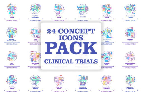 Clinical Trials Concept Icons Bundle: Graphics and Icons for Medical Branding