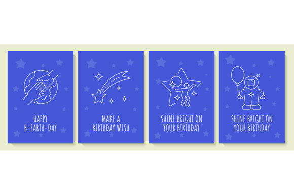 Cosmic Birthday Celebration Postcard Set: Graphics for Creative Crafting