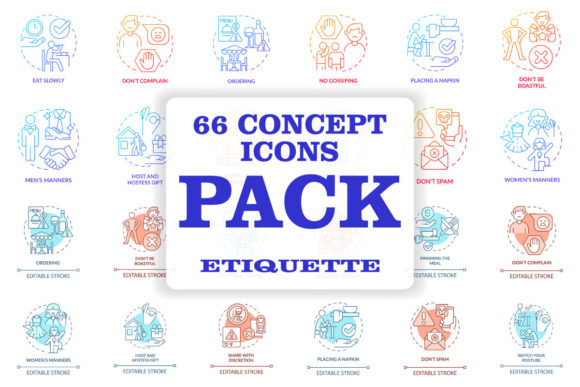Etiquette Concept Icons Bundle: Graphics and Icons for Professional Design