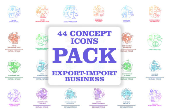 Export and Import Business Concept Icons