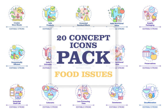 Food Issues Concept Icons Bundle
