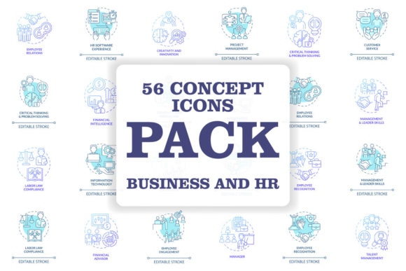 HR and Business Management Concept Icons