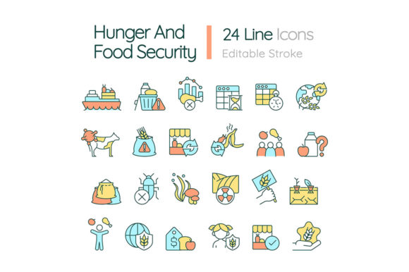 Hunger and Food Security RGB Color Icons