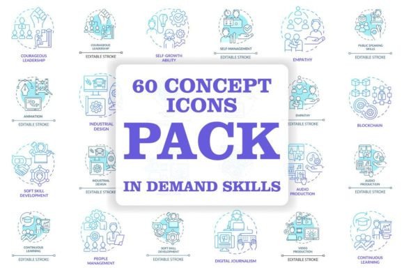 In Demand Skills Concept Icons Bundle Graphics and Icons