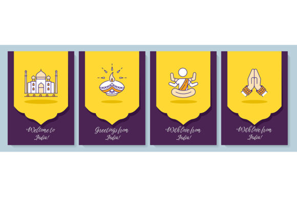 India Travelling Greeting Card Set: Graphics for Creative Publishing
