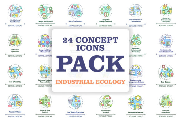Industrial Ecology Concept Icons Bundle