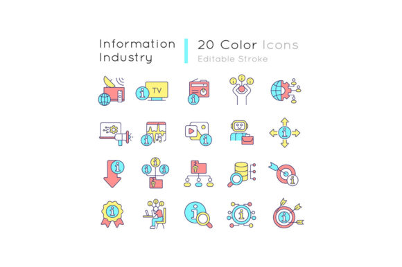 Information Industry RGB Color Icons Set