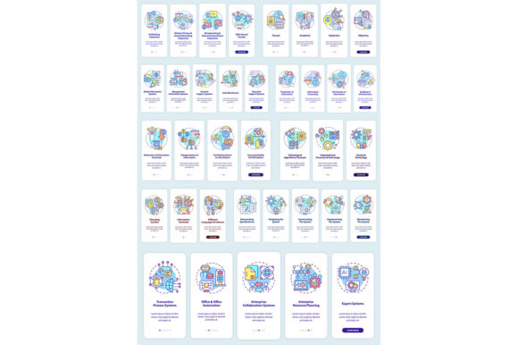 Information Systems Usage Mobile App Set Graphics