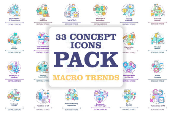 Macro Trends Concept Icons Bundle: Graphics and Icons for Modern Design