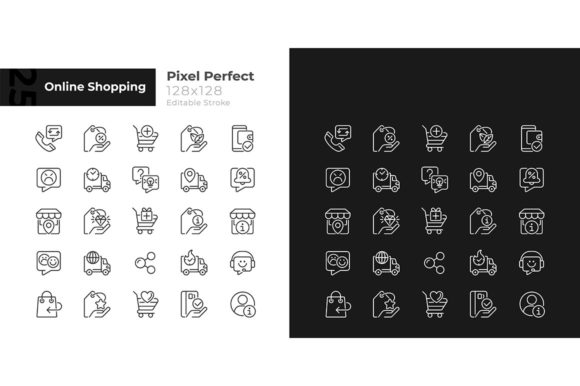 Online Shopping Pixel Perfect Icon Set