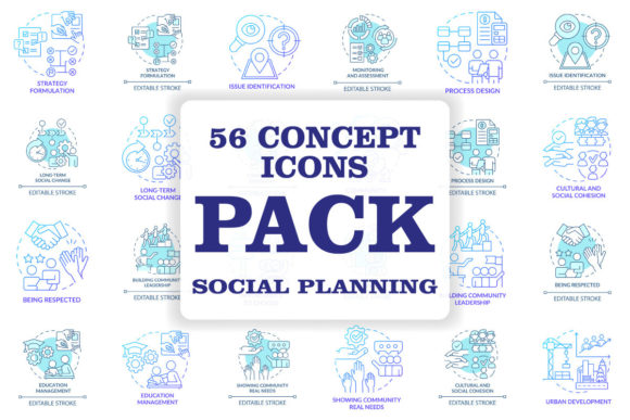 Social Planning Concept Icons Bundle