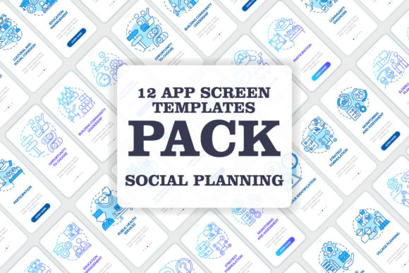 Social Planning Mobile App Screen Bundle: Graphics & Graphic Templates