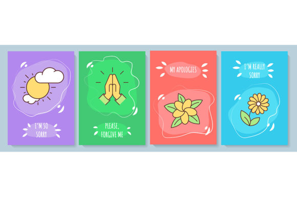 Sorry Greeting Card with Color Icons: Graphics for Real Local Business Use