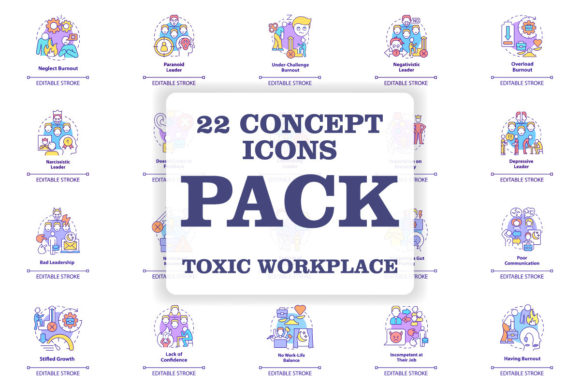 Toxic Workplace Concept Icons Bundle