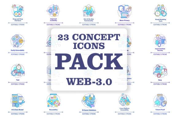 Web 3 0 Concept Icons Bundle: Graphics and Icons for Modern Design